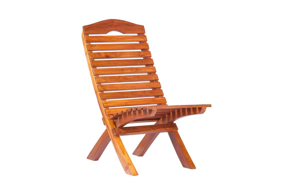 wooden easy chair teak front 1 1