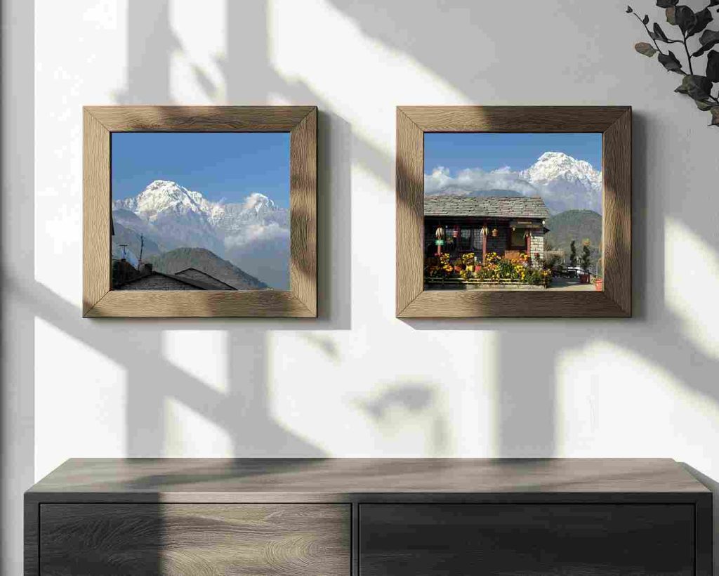 double square wooden frame mockup natural light shadow effect rustic decor 27 11zon