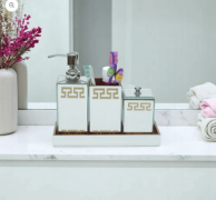 Give your bathroom a stylish and organised look with this bathroom accessories set